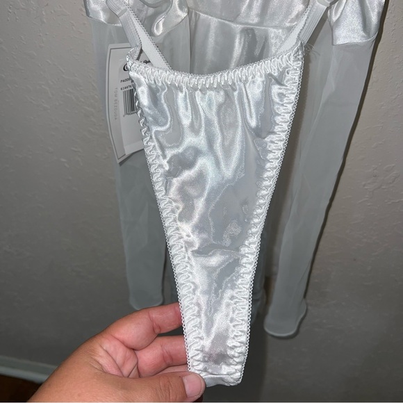 Cinema Etoile BNWT Vintage Satin Semi Sheer Baby Doll Thong Matching Set Small - Picture 9 of 15